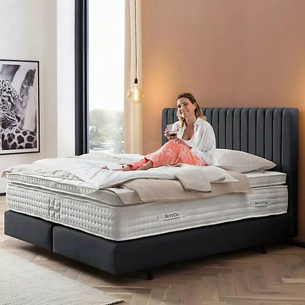 BettCo Boxspringbett Paris (in Schwarz Velours, 180 x 200 cm), Pfeifenstepp günstig online kaufen