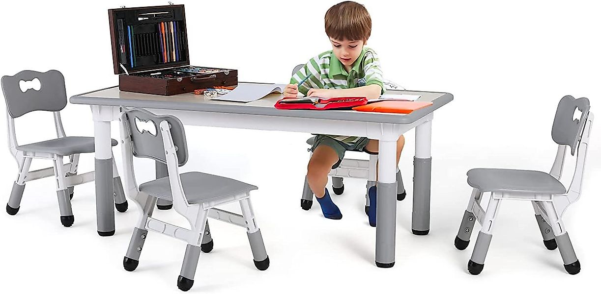 TLGREEN Kindersitzgruppe Kindertisch mit 4 Stühlen, günstig online kaufen