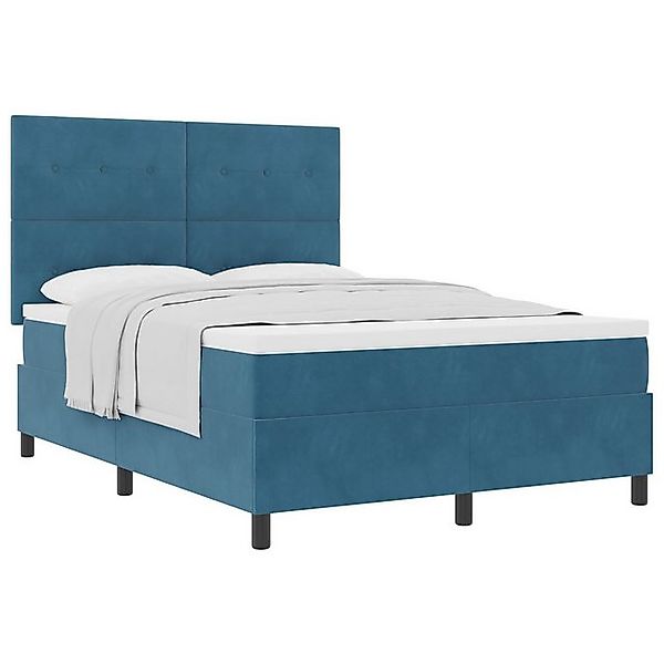 vidaXL Bett Boxspringbett mit Matratze Dunkelblau 140x200 cm Velours (1-tlg günstig online kaufen