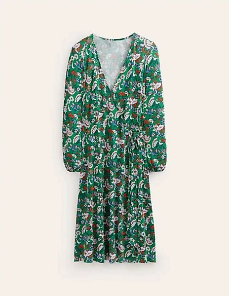 Joanna Midi-Wickelkleid aus Jersey Damen Boden, Grün, Blumenstrauß günstig online kaufen