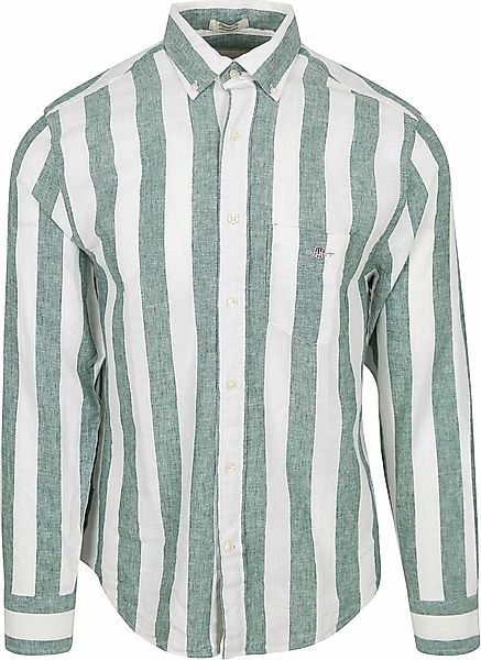 Gant Hemd Streifen Bold Leinen Grün - Größe XL günstig online kaufen