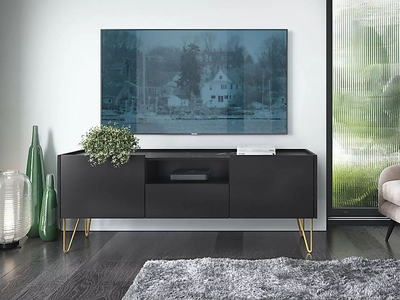 Compleo TV-Schrank 2-türig, mit Schublade, Fernsehschrank, Marmor optik ARU günstig online kaufen
