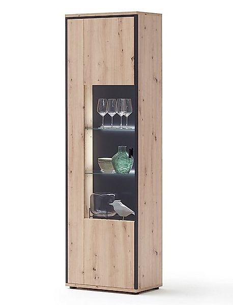 expendio Vitrine Mendoza 3 Balkeneiche 63x210x38 cm montiert mit Beleuchtun günstig online kaufen