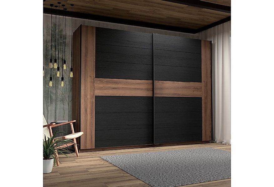 FORTE Schwebetürenschrank "Bellevue, viel Stauraum" mit schwarzen Metallgri günstig online kaufen