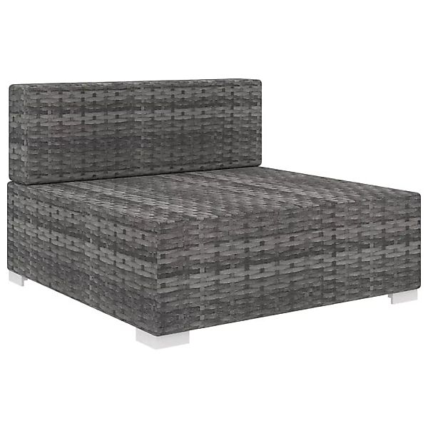 Modular-sofa-mittelteil 1 Stk. + Auflagen Poly Rattan Grau günstig online kaufen