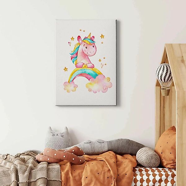 Bricoflor Buntes Einhorn Bild In Aquarell Optik Kinder Und Babyzimmer Wandb günstig online kaufen