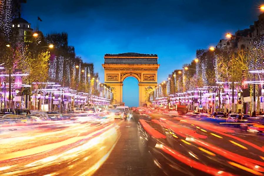 Papermoon Fototapete »Paris Straße bei Nacht« günstig online kaufen