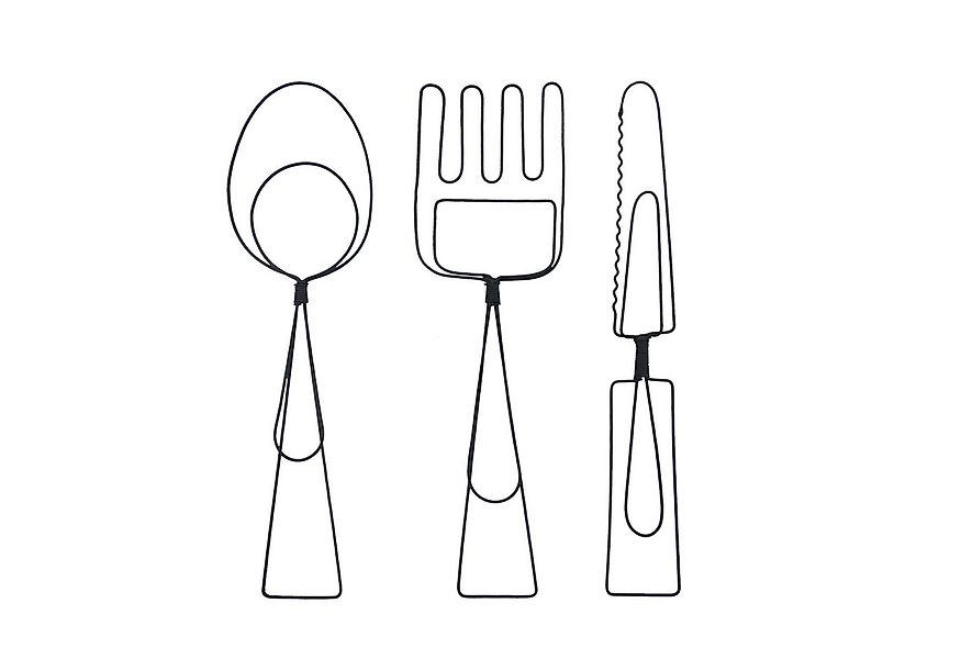 UNUS HOME Wanddekoobjekt 3er Set Wanddeko Besteck klein aus Metall (3er Set günstig online kaufen
