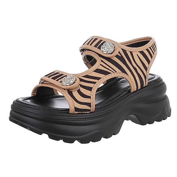 Ital-Design Bequeme Damen-Sandalen mit Rosetten für günstig online kaufen