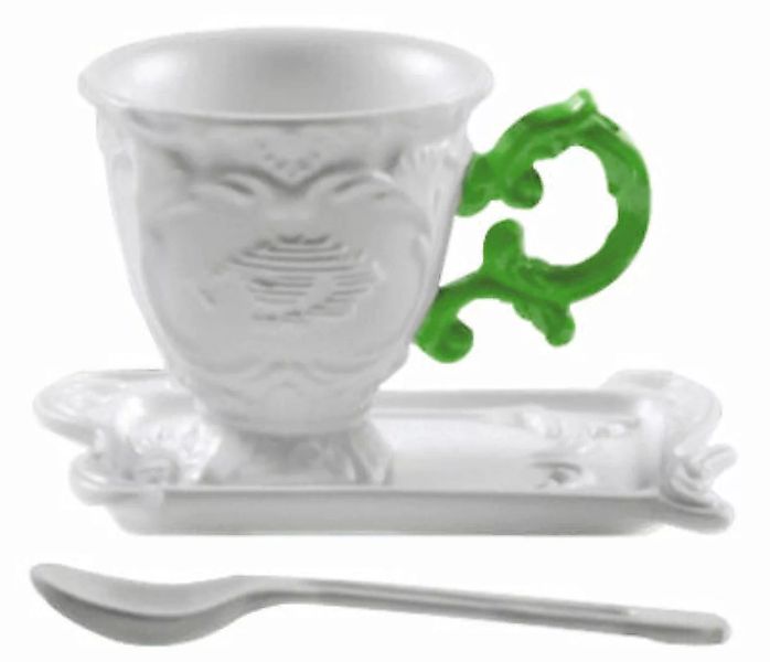 Kaffeetasse I-Coffee keramik grün Set aus Tasse + Untertasse + Löffel - Sel günstig online kaufen