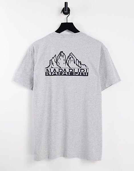 Napapijri – Saretine – T-Shirt in Hellgrau mit Rückenprint günstig online kaufen