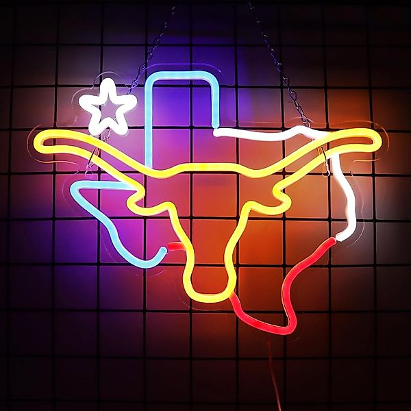 MUPOO LED Dekolicht Longhorn LED Neonschild günstig online kaufen