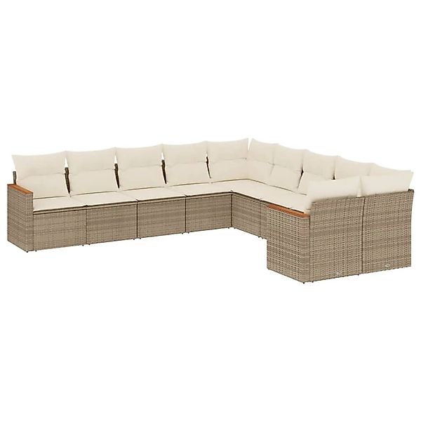 vidaXL 10-tlg Garten-Sofagarnitur mit Kissen Beige Poly Rattan Modell 150 günstig online kaufen