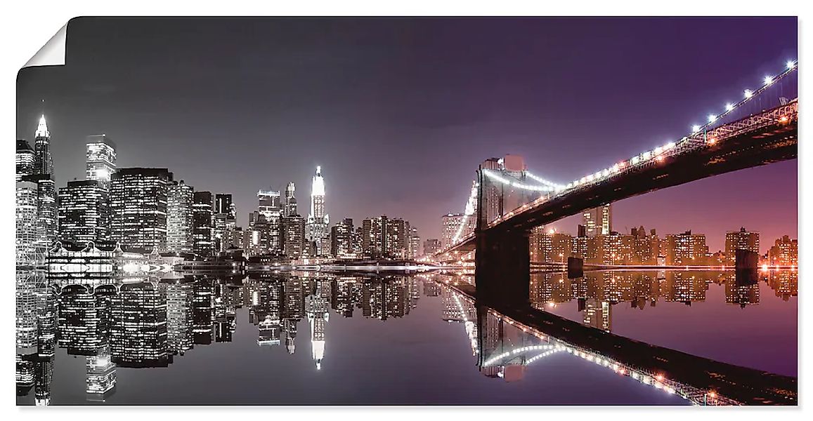 Artland Wandbild »New York Skyline nächtliche Reflektion«, Amerika, (1 St.) günstig online kaufen