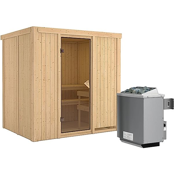 Karibu Sauna-Set Bjarne inkl. Edelstahl-Ofen 9 kW mit integr. Steuerung, günstig online kaufen