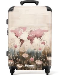 NoBoringSuitcases.com© Hartschalen-Trolley Weltkarte - Rosa - günstig online kaufen