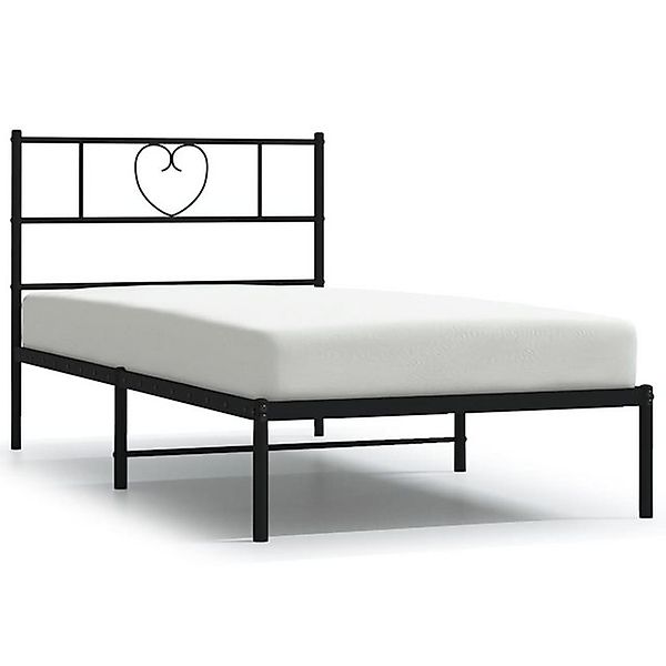 vidaXL Bettgestell, Bettrahmen mit Kopfteil Metall Schwarz 100x200 cm günstig online kaufen