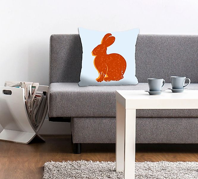 queence Dekokissen "Lindt" mit einem orangenen Hasen günstig online kaufen