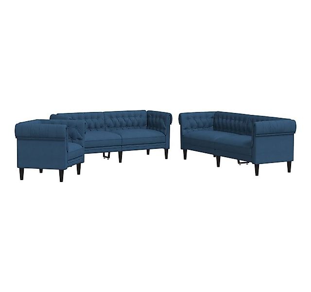 vidaXL Sofa 3-tlg. Sofagarnitur Blau Stoff günstig online kaufen