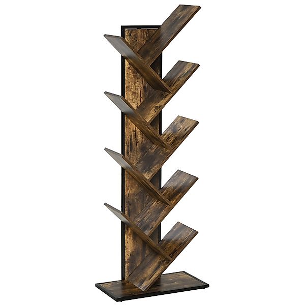 HOMCOM Baum-Bücherregal aus Holz, platzsparender Säulenschrank mit 10 Regal günstig online kaufen