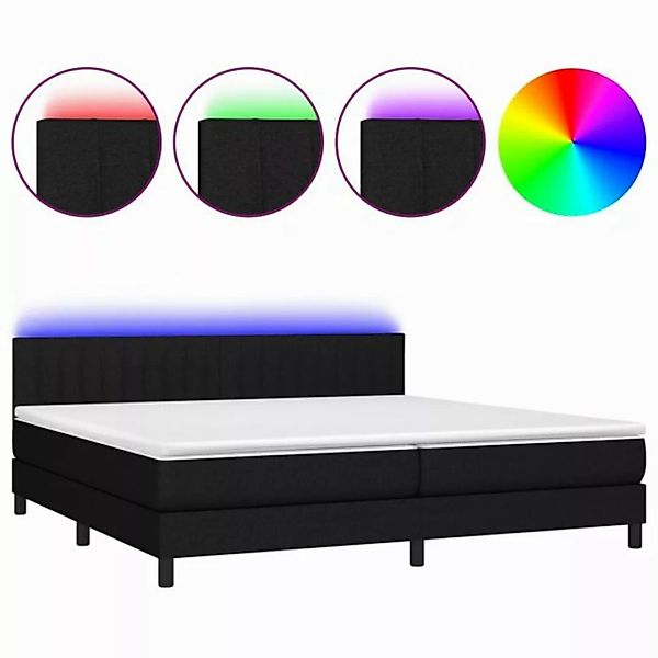 vidaXL Boxspringbett Boxspringbett mit Matratze LED Schwarz 200x200 cm Stof günstig online kaufen