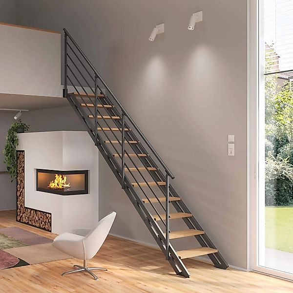 Treppen Intercon Raumspartreppe London Stahlwangentreppe Lava-Anthrazit mit günstig online kaufen