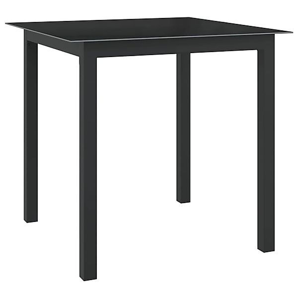 vidaXL Gartentisch Schwarz 80x80x74 cm Aluminium und Glas 312200 günstig online kaufen