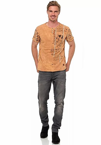 Rusty Neal T-Shirt, im Used-Look mit Allover-Print günstig online kaufen