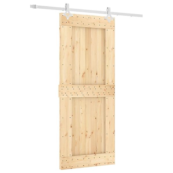 vidaXL Schiebetür mit Beschlag 85x210 cm Massivholz Kiefer 3203187 günstig online kaufen