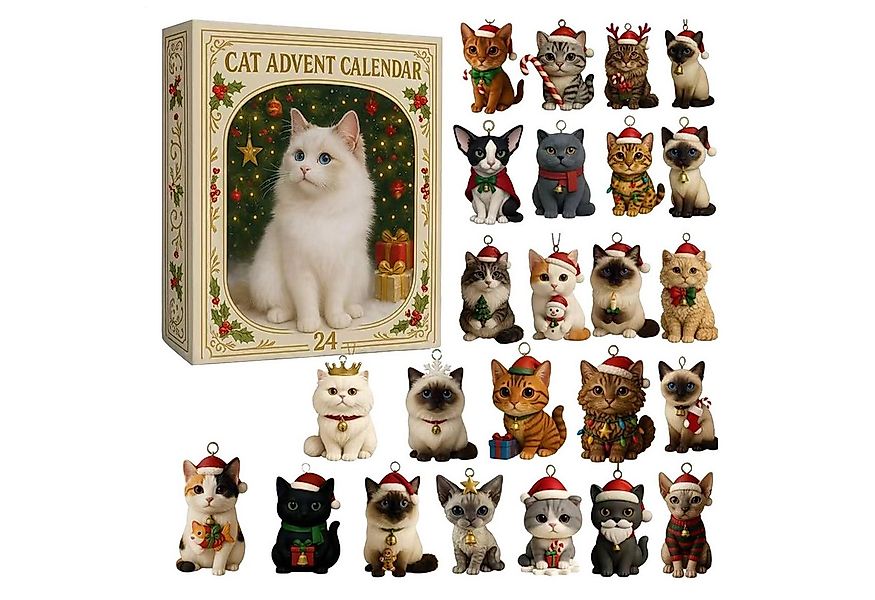CLTYQ Adventskalender Katze Adventskalender 2025,24-tägiger Acryl-Anhänger günstig online kaufen