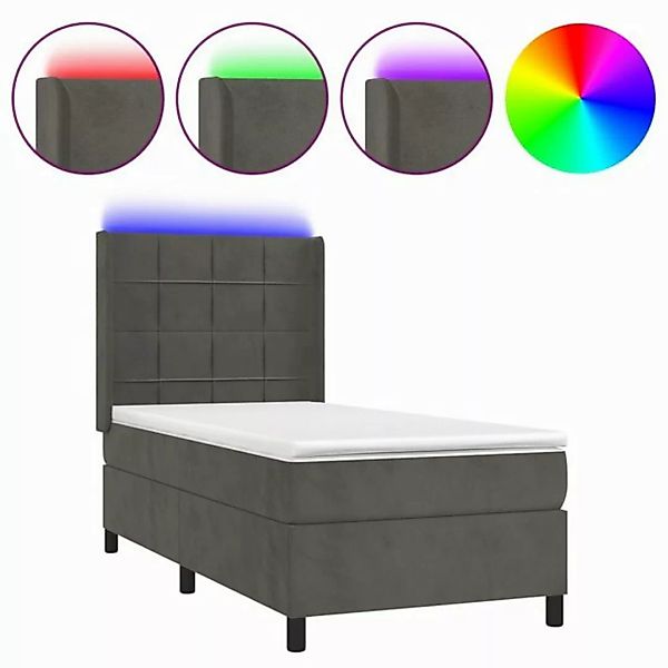 vidaXL Boxspringbett Boxspringbett mit Matratze LED Dunkelgrau 90x190 cm Sa günstig online kaufen