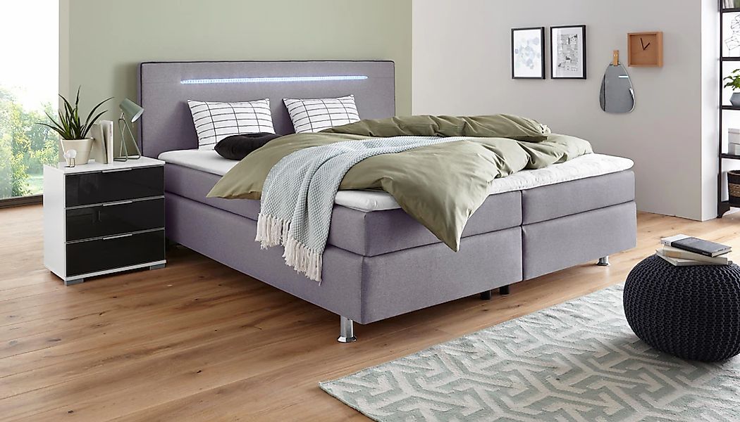 COLLECTION AB Boxspringbett »London, inklusive Topper und Kissen, mit LED-B günstig online kaufen