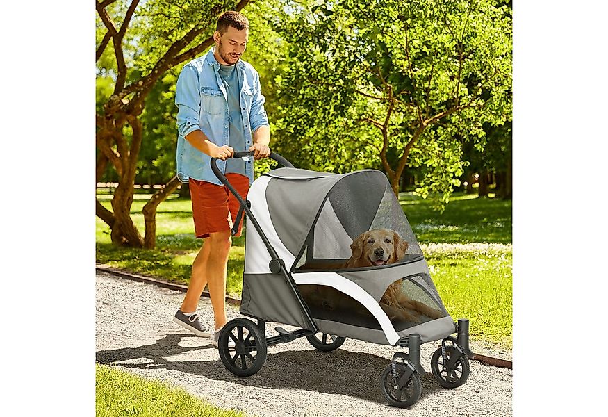 PawHut Hundebuggy klappbar, mit Kissen, Netzfenstern, Türen, Aufbewahrungst günstig online kaufen