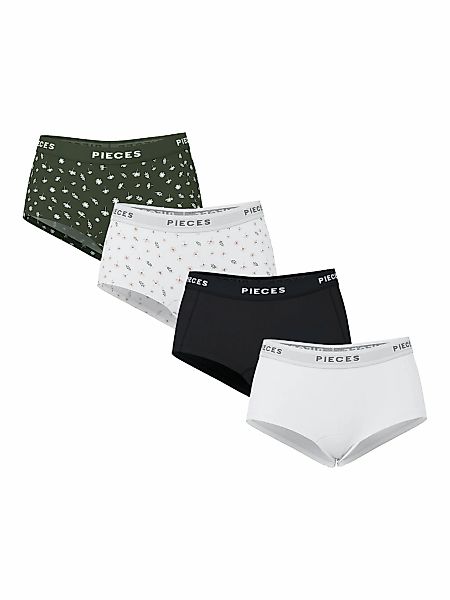 pieces Hipster "PCLOGO LADY 4 PACK AOP/SOLID NOOS BC" Packung, 4 Stk. Baumw günstig online kaufen