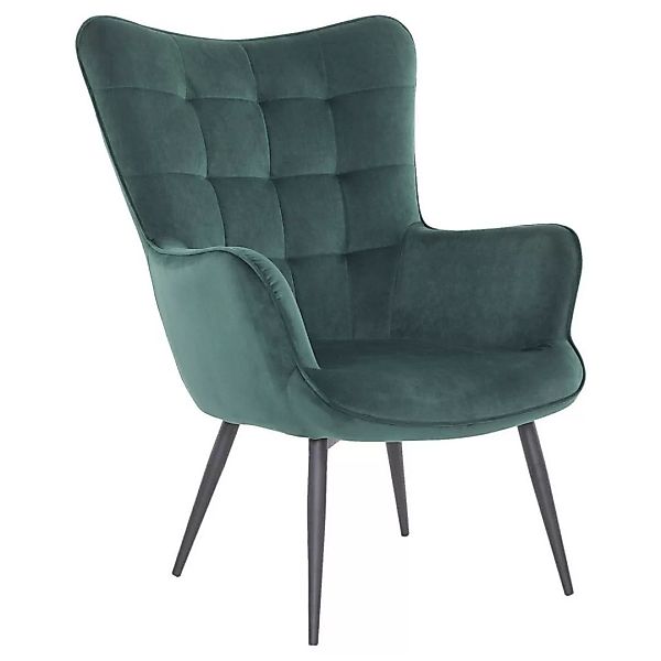 byLIVING Sessel UTA dunkelgrün schwarz Stoff Metall B/H/T: ca. 72x97x80 cm günstig online kaufen