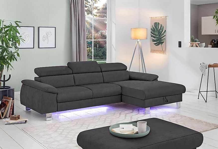 COTTA Ecksofa "Komaris L-Form, B: 244 cm" mit Kopfteilverstellung, optional günstig online kaufen