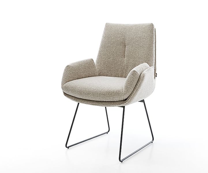 Esszimmerstuhl Clea-Flex Webstoff Soft Beige Kufengestell Schwarz günstig online kaufen