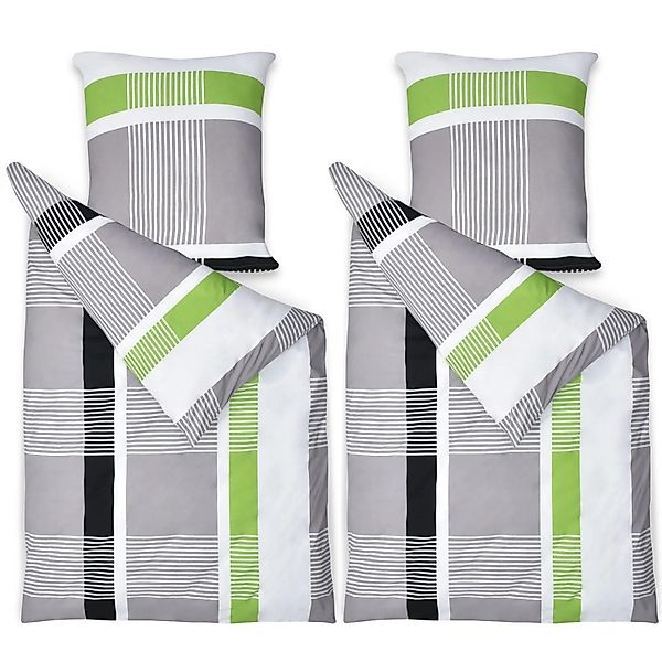 Beautissu Dana Bettbezug 135x200cm + Kissenbezug 80x80cm Gestreift Renforcé günstig online kaufen