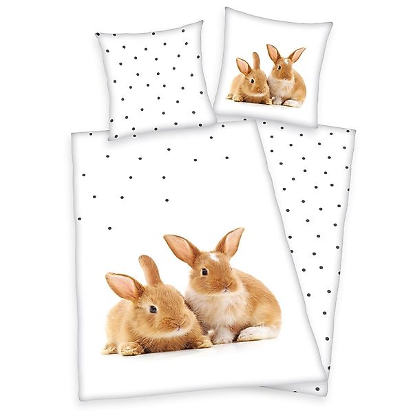 Herding Kinderbettwäsche Herding Bettwäsche mit Kaninchen günstig online kaufen