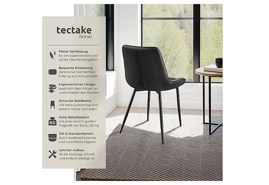 tectake Esszimmerstuhl Set Stuhl Monroe Samtoptik (Set, 8 St), Ergonomisch günstig online kaufen