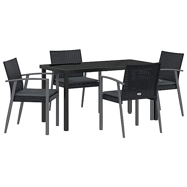 vidaXL Garten Essgruppe 5-Tlg Schwarz Poly Rattan 3379067 günstig online kaufen