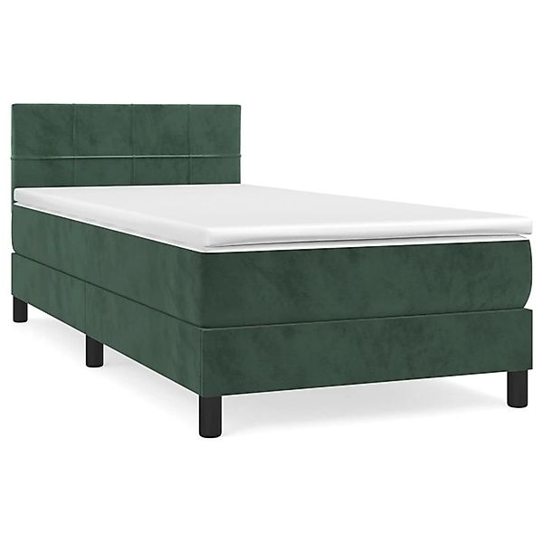 vidaXL Boxspringbett mit Matratze Dunkelgrün 90x190 cm Samt1537761 günstig online kaufen