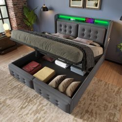 Flieks Polsterbett, LED Doppelbett 160x200cm mit günstig online kaufen