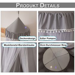 BTTO Moskitonetz Kinderbett Moskitonetz mit Pompon,Deckenmontiertes,Doppell günstig online kaufen