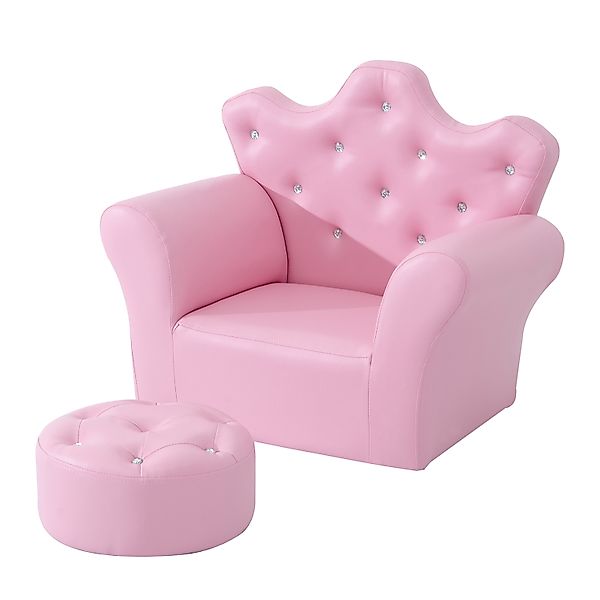 HOMCOM Mädchensessel Softsofa mit Kristallknöpfen Hocker Rosa gemütlich für günstig online kaufen