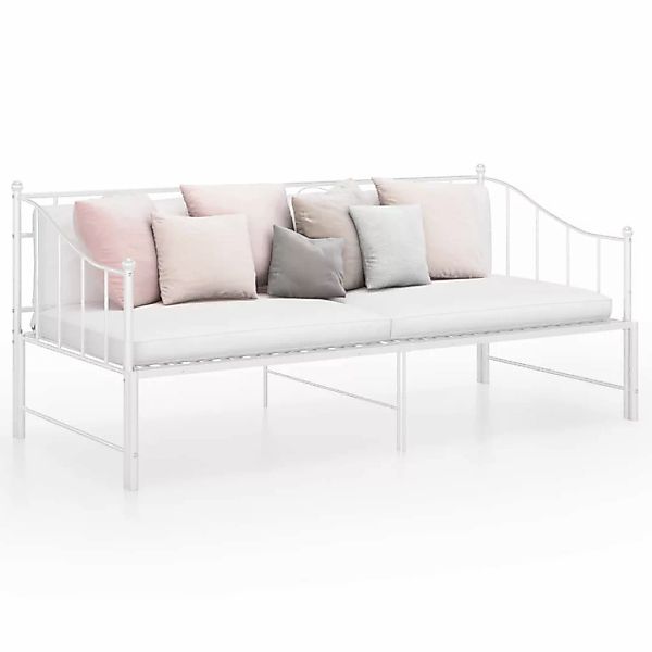 vidaXL Gästebett Ausziehsofa Bettgestell Weiß Metall 90x200 cm Einzelbett B günstig online kaufen