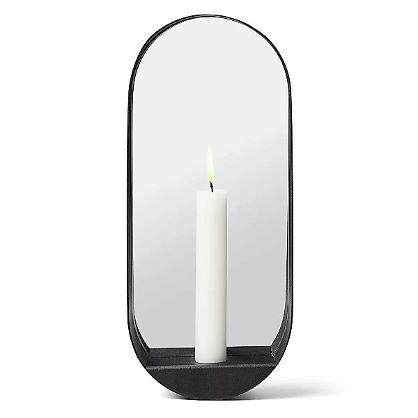 Glim Spiegel/Kerzenhalter oval 12 x 28cm Schwarz günstig online kaufen