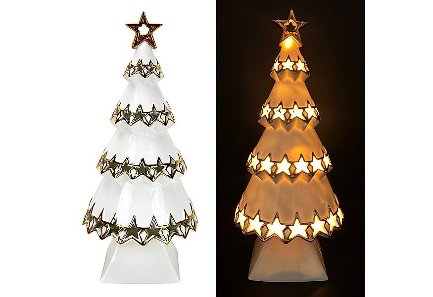 Online-Fuchs LED-Dekofigur Weihnachtsbaum aus Keramik mit LED-Beleuchtung - günstig online kaufen