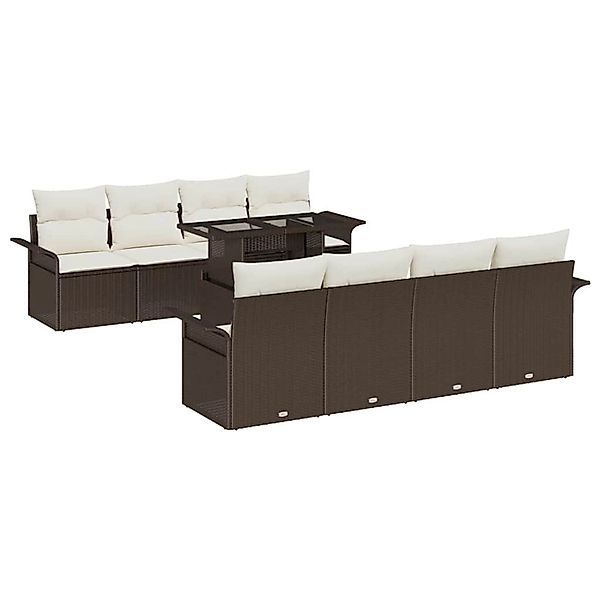 vidaXL Garten-Sofa-Set mit Kissen mit Speicher 9-Tlg Braun Poly Rattan 3356 günstig online kaufen