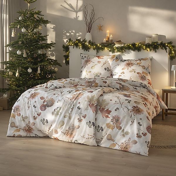 Estella Flanell Bettwäsche Autumn Foliage 4470-325 Blätter 135x200 günstig online kaufen